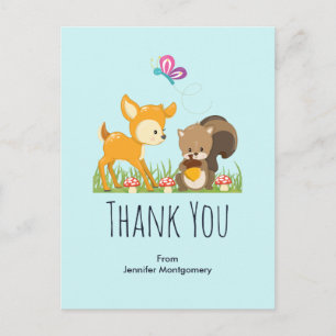 Carte Postale Remerciement de dessin animé de créatures mignonne