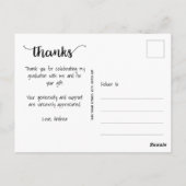 Carte Postale Remerciement de diplômé avec photo et écriture mod (Dos)