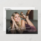 Carte Postale Remerciement de diplômé de script moderne photo co (Devant / Derrière)