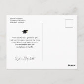 Carte Postale Remerciement de diplômé de script moderne photo co (Dos)