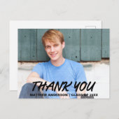 Carte Postale Remerciement de diplômé moderne et cool (dos blanc (Devant / Derrière)