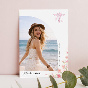 Carte Postale Remerciement de diplôme RN Photo Florale à Ruban S