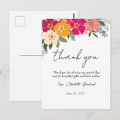 Carte Postale Remerciement de Fête de Mariage Florale d'Été Colo (Devant / Derrière)