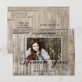 Carte Postale Remerciement de fin d'études au lycée en bois rust (Devant / Derrière)