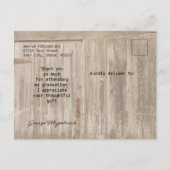 Carte Postale Remerciement de fin d'études au lycée en bois rust (Dos)