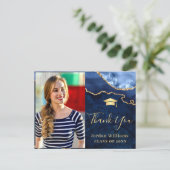 Carte Postale Remerciement de fin d'études en agate marbrée bleu (Debout devant)