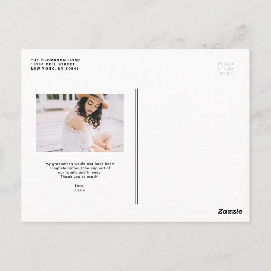 Carte Postale Remerciement de fin d'études en typographie rétro  (Dos)