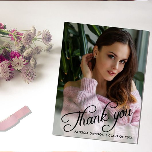 Carte Postale Remerciement de fin d'études photo calligraphique