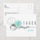 Carte Postale Remerciement de funérailles florales turquoise à l (Devant / Derrière)