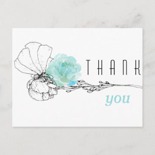 Carte Postale Remerciement de funérailles florales turquoise à l