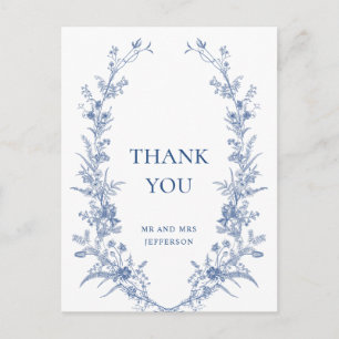 Carte Postale Remerciement de jardin français poussiéreux bleu v