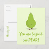 Carte Postale Remerciement de jeu de mots sur la nourriture Poir (Devant / Derrière)