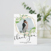 Carte Postale Remerciement de mariage à feuillage géométrique av (Debout devant)