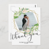 Carte Postale Remerciement de mariage à feuillage géométrique av (Devant / Derrière)