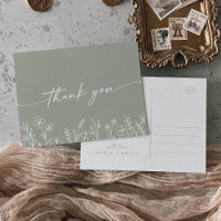 Remerciement de mariage à la fleur sauvage verte d