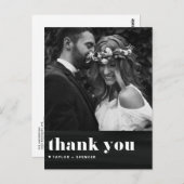 Carte Postale Remerciement de mariage à la typographie rétro sur (Devant / Derrière)