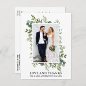 Carte Postale Remerciement de mariage à l'aquarelle Eucalyptus V (Devant / Derrière)