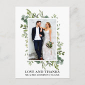 Carte Postale Remerciement de mariage à l'aquarelle Eucalyptus V (Devant)