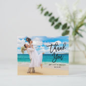 Carte Postale Remerciement de mariage à l'écriture au pinceau no (Debout devant)