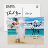 Carte Postale Remerciement de mariage à l'écriture au pinceau no (Devant / Derrière)