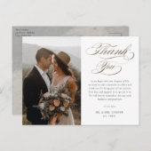 Carte Postale Remerciement de mariage à l'écriture dorée élégant (Devant / Derrière)