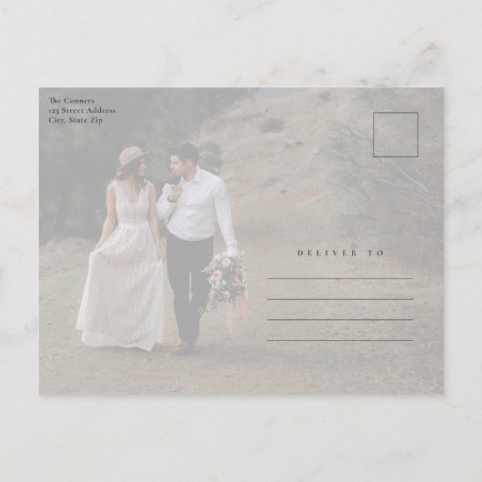 Carte Postale Remerciement de mariage à l'écriture dorée élégant (Dos)