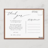 Carte Postale Remerciement de mariage à l'écriture dorée élégant (Dos)