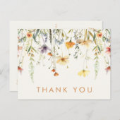 Carte Postale Remerciement de mariage aux fleurs sauvages rustiq (Devant / Derrière)