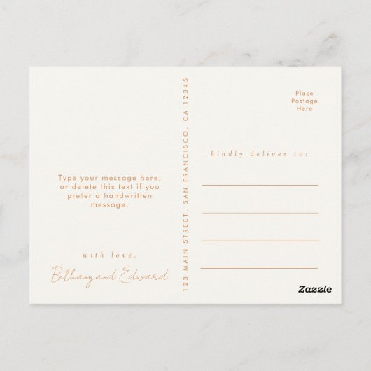 Carte Postale Remerciement de mariage aux fleurs sauvages rustiq (Dos)