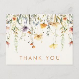 Carte Postale Remerciement de mariage aux fleurs sauvages rustiq