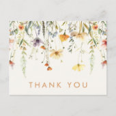 Carte Postale Remerciement de mariage aux fleurs sauvages rustiq (Devant)