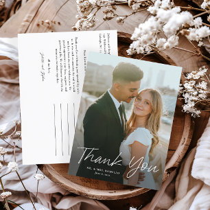 Carte Postale Remerciement de mariage avec photo et écriture mod