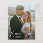 Carte Postale Remerciement de mariage avec photo et écriture mod (Devant)