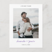 Carte Postale Remerciement de mariage avec photo simple moderne (Devant)