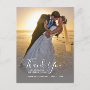 Carte Postale Remerciement de mariage avec photo verticale et ca