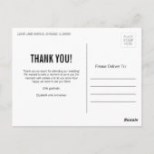 Carte Postale Remerciement de mariage avec une typographie simpl (Dos)