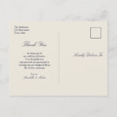 Carte Postale Remerciement de mariage baroque bleu marine (Dos)