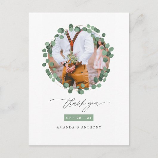 Carte Postale Remerciement de mariage Bois forestier Eucalyptus (Devant)