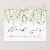 Carte Postale Remerciement de mariage botanique à feuillage vert (Devant)