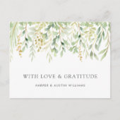 Carte Postale Remerciement de mariage botanique à feuillage vert (Devant)