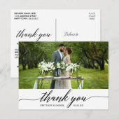 Carte Postale Remerciement de mariage calligraphié élégant moder (Devant / Derrière)