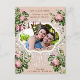 Carte Postale Remerciement de mariage dans un jardin bush victor