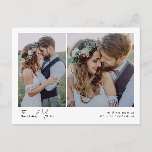 Carte Postale Remerciement de mariage de calligraphie de photo 3 (Devant)