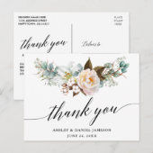 Carte Postale Remerciement de mariage de calligraphie florale bo (Devant / Derrière)