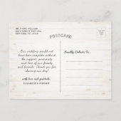 Carte Postale Remerciement de mariage de campagne en bois de fer (Dos)