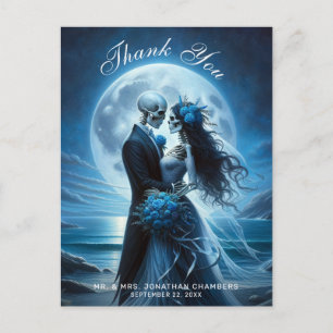 Carte Postale Remerciement de mariage de couple de squelette ble