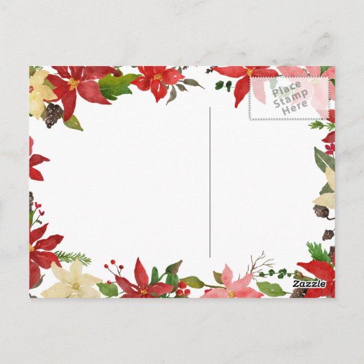 Carte Postale Remerciement de mariage de Noël floral d'Euphorbe (Dos)