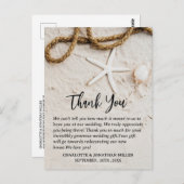 Carte Postale Remerciement de mariage de plage côtière tropicale (Devant / Derrière)