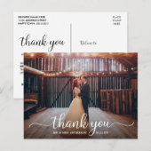 Carte Postale Remerciement de mariage d'écriture calligraphique  (Devant / Derrière)