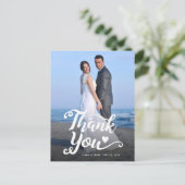 Carte Postale Remerciement de Mariage | Écriture Blanche sur Pho (Debout devant)